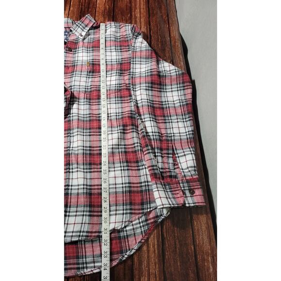 IZOD Lightweight Long Sleeved Flannel Shirt Red Plaid XL - Picture 5 of 5